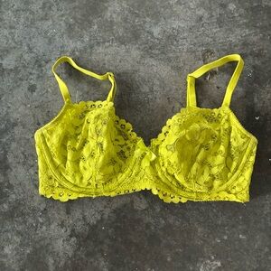 YELLOW Victoria’s Secret Lace Bra Vibrant CHARTREUSE neon green unlined 32d